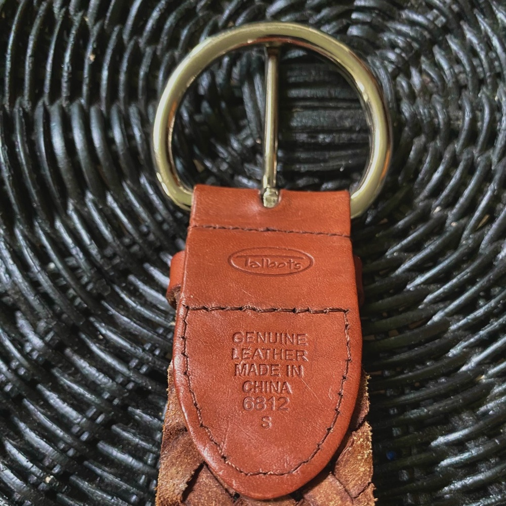 Talbots 100% Genuine Leather Brown Woven Belt Size S (39”) - Picture 8 of 14